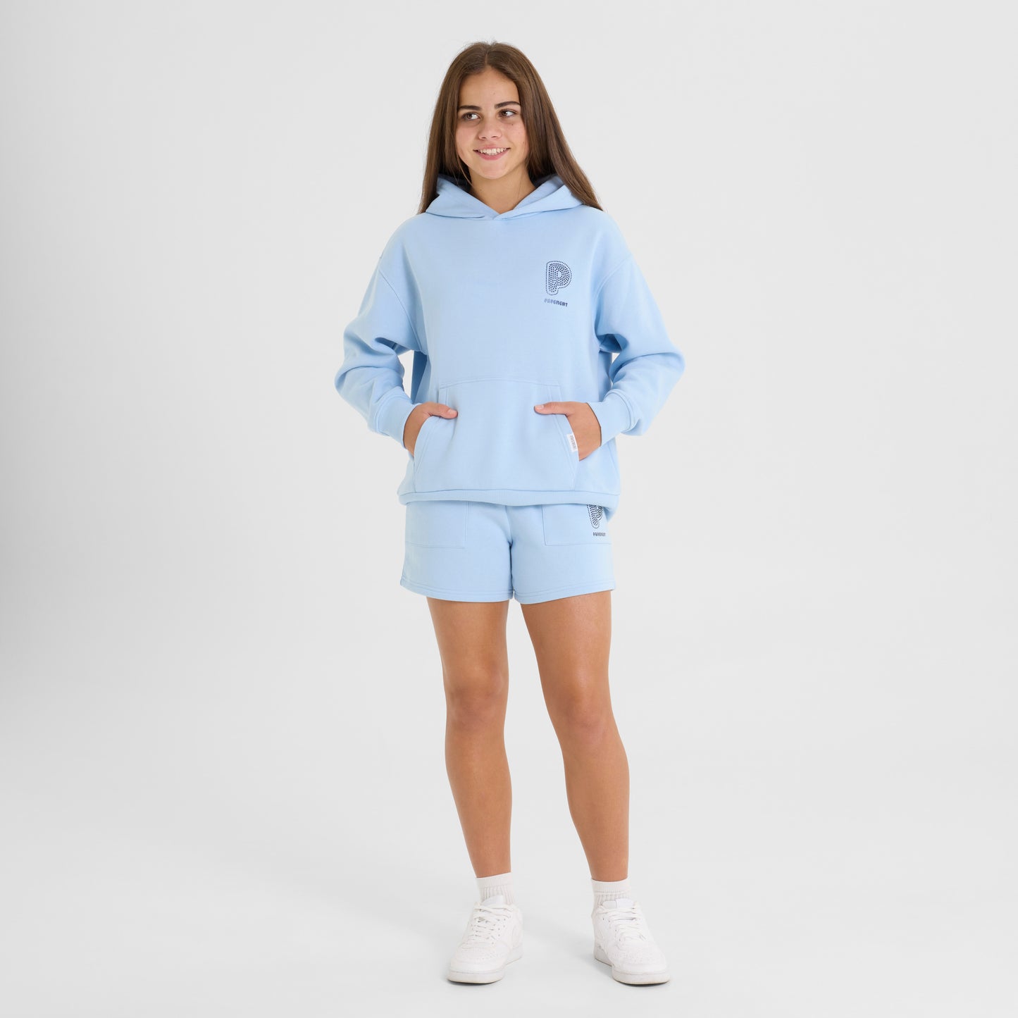 Light Blue Embellished Shorts